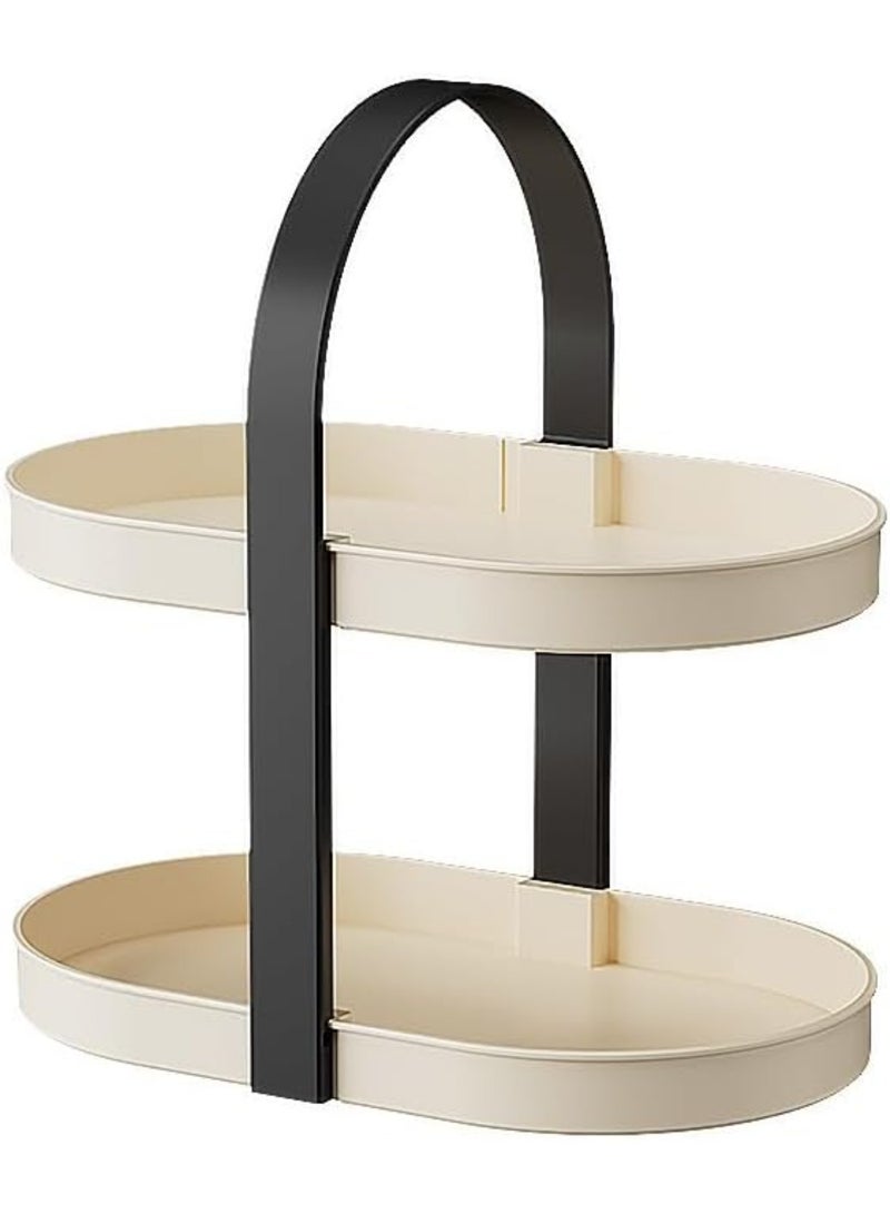 Arabest Double Desktop Shelf Cosmetic Organiser Lipstick Aromatherapy Organiser Shelf Thickened Stable and Load Bearing with Carrying Handle for Dresser, Bathroom Countertop Tray (Black) - Image 1
