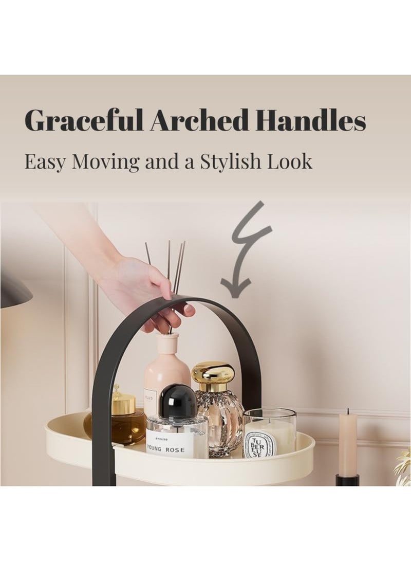 Arabest Double Desktop Shelf Cosmetic Organiser Lipstick Aromatherapy Organiser Shelf Thickened Stable and Load Bearing with Carrying Handle for Dresser, Bathroom Countertop Tray (Black) - Image 5