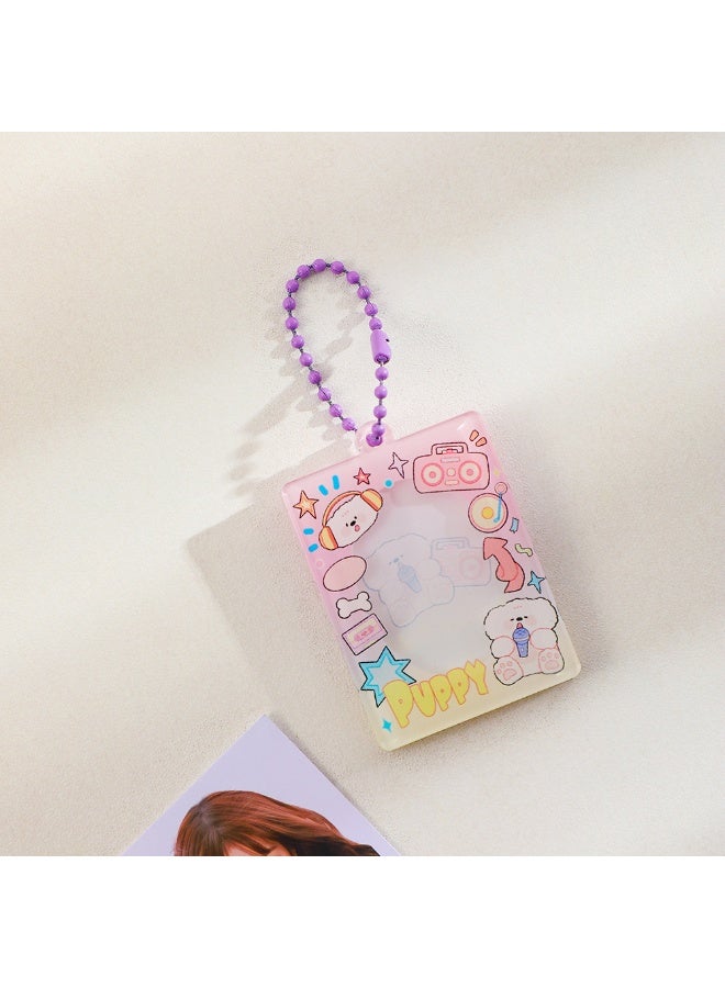 NIBEMINENT 1 - Piece Cute Acrylic Kpop Photo Card Holder Pendant Key Chain ID Badge Holder ID Card Holder Photo Card Protector for School ID Office ID Access Card for Women Girls - Image 1