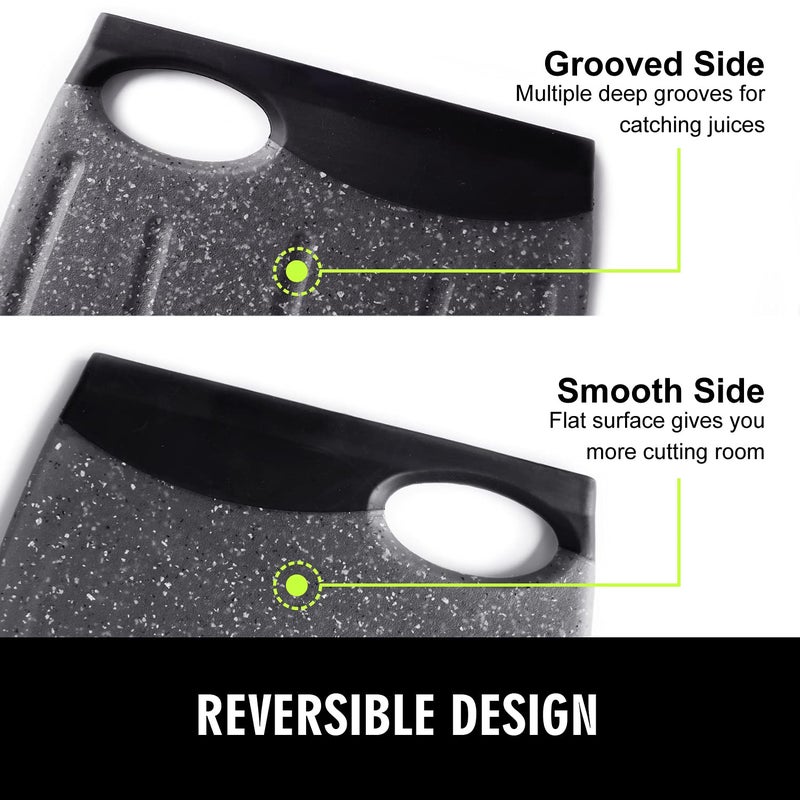 Ginkick Small Plastic Cutting Board Set 7.48"" Cutting Boards For Kitchen Small Chopping Boards With Multiple Juice Grooves Dishwasher Safe Non Slip Edges Bpa Free (2 Pack Black & Gray) - Image 4