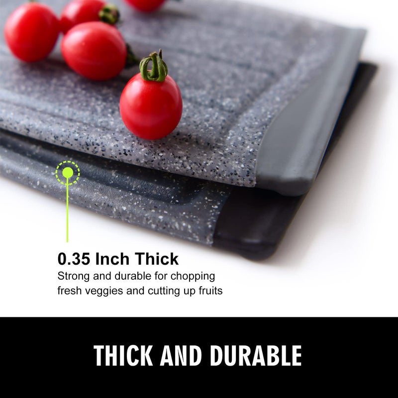 Ginkick Small Plastic Cutting Board Set 7.48"" Cutting Boards For Kitchen Small Chopping Boards With Multiple Juice Grooves Dishwasher Safe Non Slip Edges Bpa Free (2 Pack Black & Gray) - Image 3