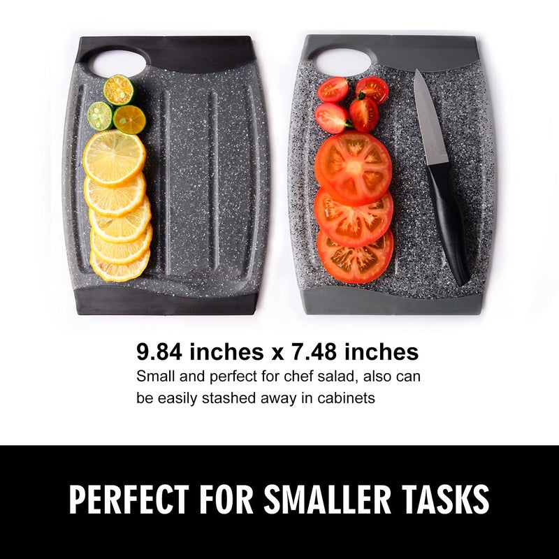 Ginkick Small Plastic Cutting Board Set 7.48"" Cutting Boards For Kitchen Small Chopping Boards With Multiple Juice Grooves Dishwasher Safe Non Slip Edges Bpa Free (2 Pack Black & Gray) - Image 2