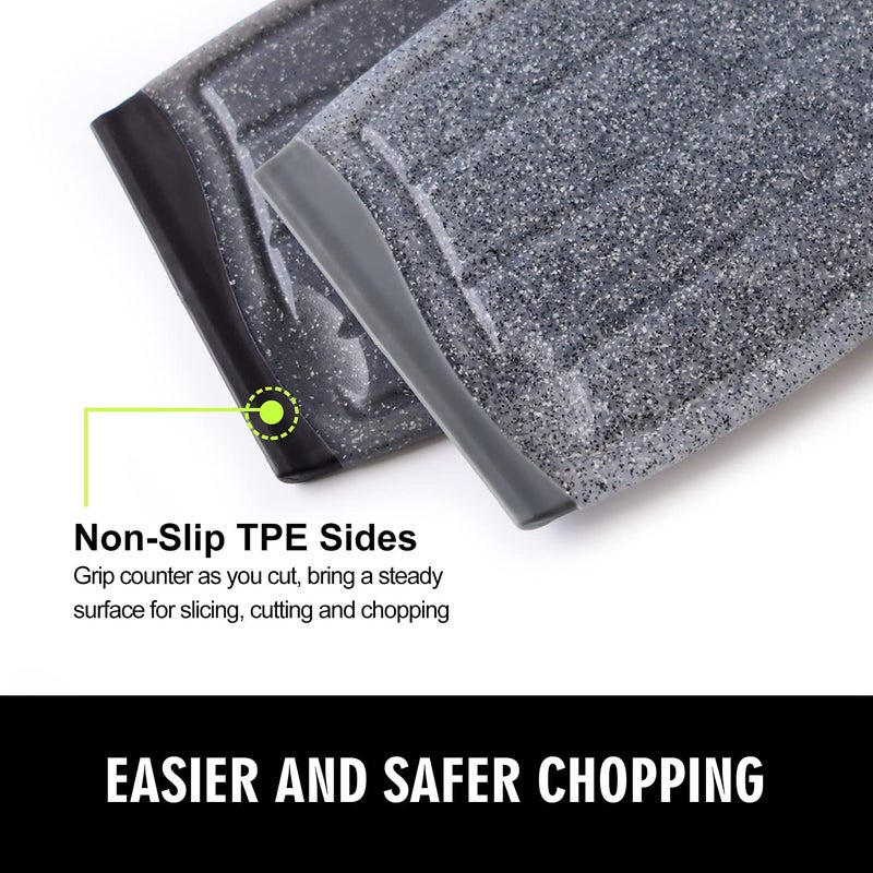 Ginkick Small Plastic Cutting Board Set 7.48"" Cutting Boards For Kitchen Small Chopping Boards With Multiple Juice Grooves Dishwasher Safe Non Slip Edges Bpa Free (2 Pack Black & Gray) - Image 5