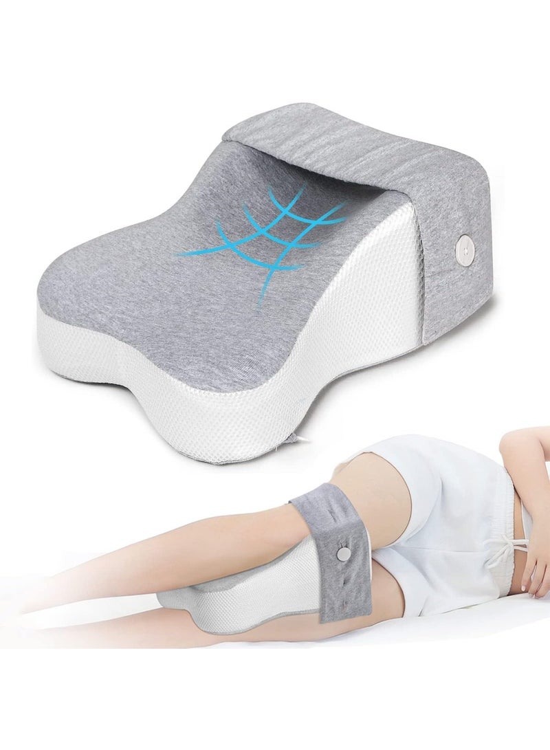 Knee Pillow,Knee Pillow for Side Sleepers Separates The Knees for More Comfort, Semicircle Round Shape Leg Pillows for Sleeping Promote Sleeping,Soft/Strap - Image 1