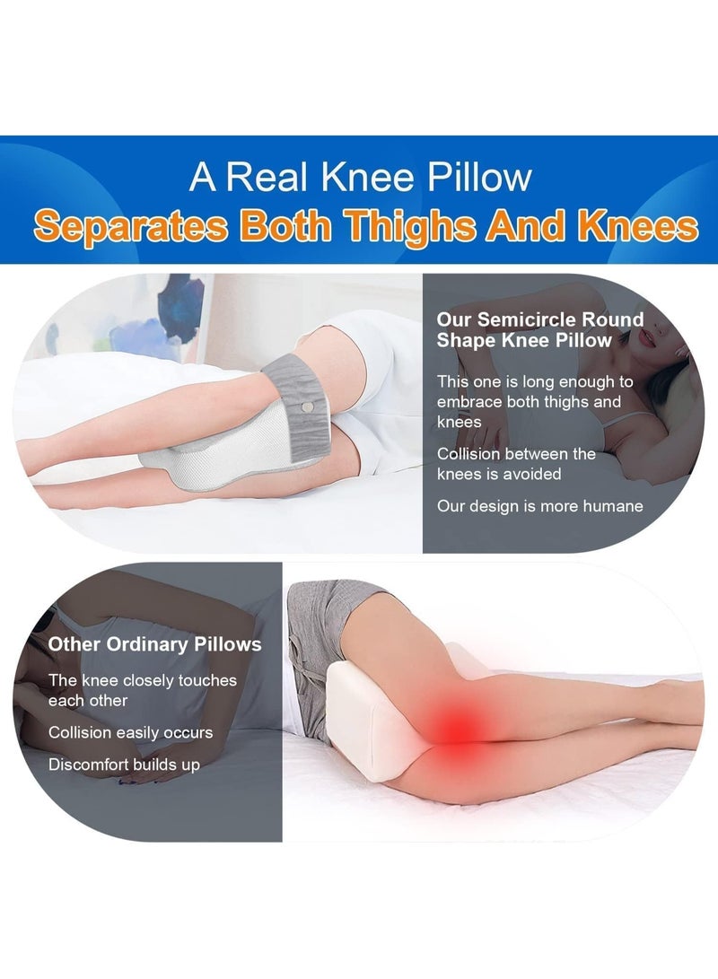 Knee Pillow,Knee Pillow for Side Sleepers Separates The Knees for More Comfort, Semicircle Round Shape Leg Pillows for Sleeping Promote Sleeping,Soft/Strap - Image 2