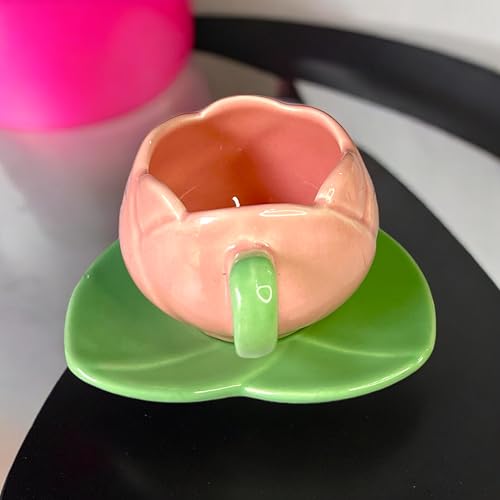 BACKKSPACE RETAIL Ceramic Mug with Unique Lotus Design with Saucer Desert Plate – 350ml | Perfect for Coffee Tea Milk | Microwave and Dishwasher Safe | Ideal for Home, Office, Gifting, Diwali - Image 3