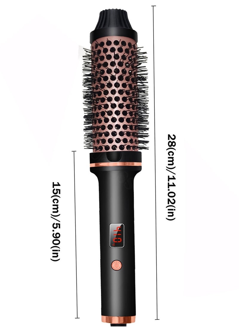 Generic 3 in 1 Thermal Brush hair curler hair straightener Curling Iron Brush Volumizing Brush Heated Round Brush Ceramic Tourmaline Ionic Curling Comb Dual Voltage Travel Curling Iron with Brush LCD Display  - Image 4