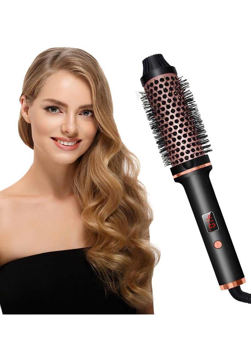 Generic 3 in 1 Thermal Brush hair curler hair straightener Curling Iron Brush Volumizing Brush Heated Round Brush Ceramic Tourmaline Ionic Curling Comb Dual Voltage Travel Curling Iron with Brush LCD Display  - Image 2