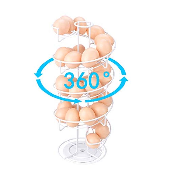 TopLife Spiral Design Metal Egg Skelter Dispenser Rack, Storage Display Rack, White - Image 3