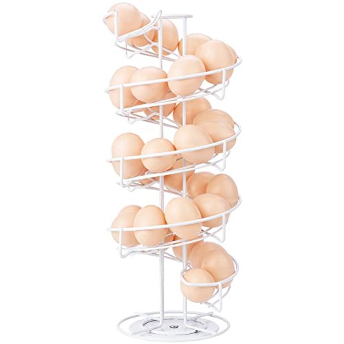 TopLife Spiral Design Metal Egg Skelter Dispenser Rack, Storage Display Rack, White - Image 4