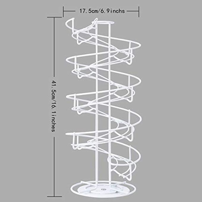 TopLife Spiral Design Metal Egg Skelter Dispenser Rack, Storage Display Rack, White - Image 2