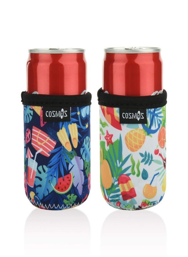 سي ام أغطية عازلة من النيوبرين الناعم من سي إم، سعة 7.5 أونصة سائلة، أغطية أنيقة لعلب المشروبات الغازية والبيرة (7.5 أونصة، بنمط العطلات (قطعتان)) - Image 2