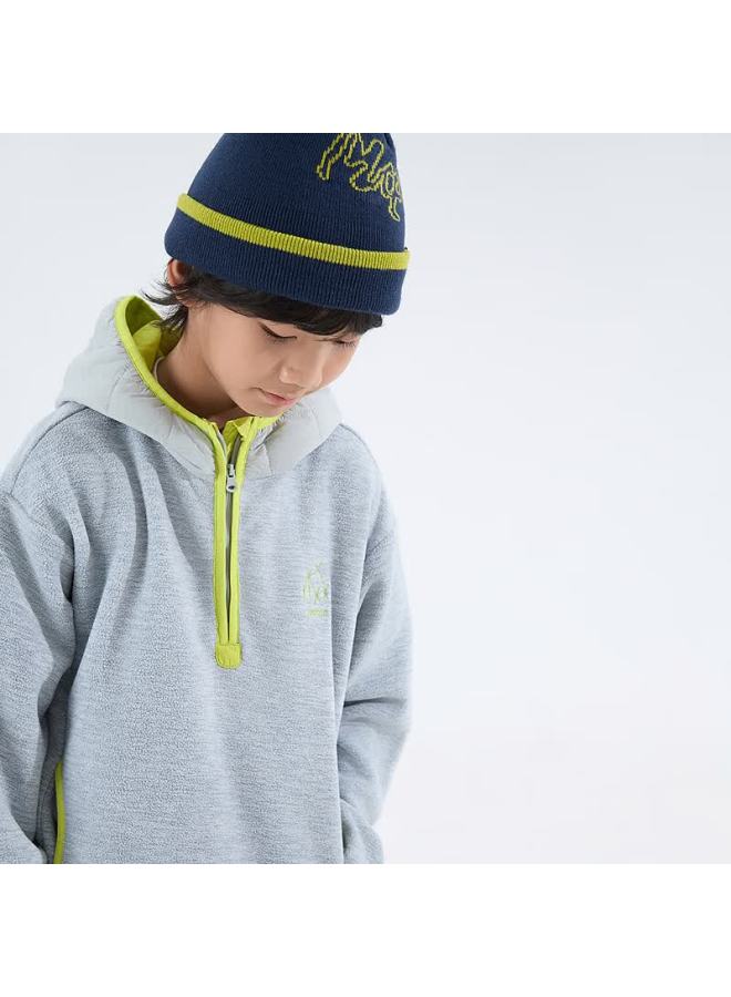 Mipo Autumn Winter Kids Anti-static Polar Fleece Colorblock Lightweight Hooded Sweatshirt Heather Gray 130cm - Image 2