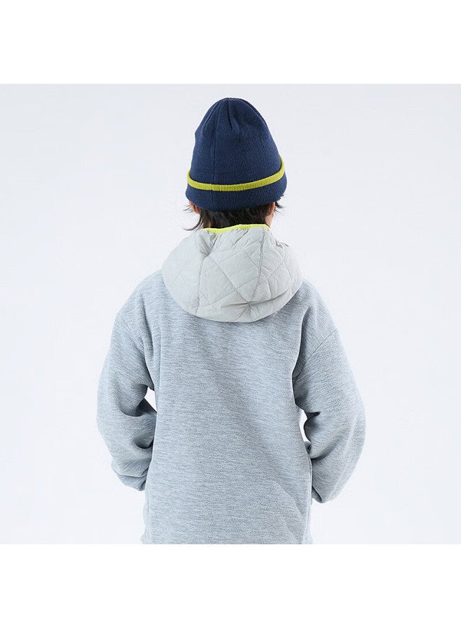 Mipo Autumn Winter Kids Anti-static Polar Fleece Colorblock Lightweight Hooded Sweatshirt Heather Gray 130cm - Image 1