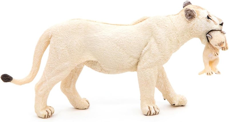 Papo تمثال أنثى الأسد الأبيض مع جرو متعدد الألوان - Image 4