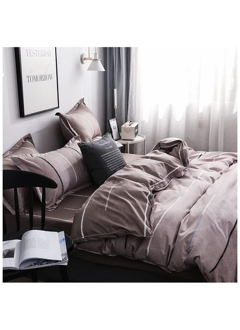 MOON HOME King/Queen/Single size Soft and Breathable Microfiber Hypoallergenic Beautiful Design Duvet Cover Set ,set includes 1 Comforter Cover, 1 Fitted Bedsheet, 4 Pillowcases  - Image 3