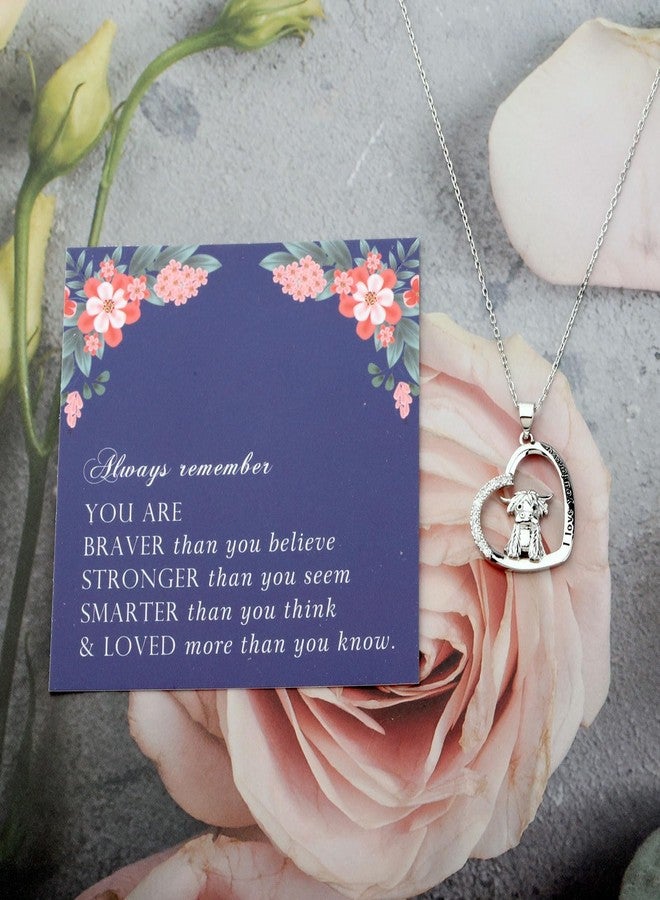 FEELMEM Highland Cow Gift I Love You Forever Cowgirl Pendant Necklace Scottish Highland Cattle Gift For Highland Cow Lover (Highland Cow necklace) - Image 4