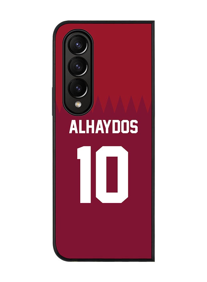 Stylizedd Rugged Black edge case for Samsung Galaxy Z Fold4 Slim fit Soft Case Flexible Rubber Edges Anti Drop TPU Gel Thin Cover - Football Team - Qatar Player Name - Alhaydos - Image 1
