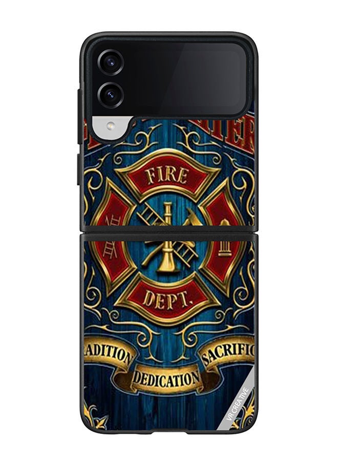 VR CREATIVE Protective Case Cover For Samsung Galaxy Z Flip4 Fire Fighter Design Multicolour - Image 1
