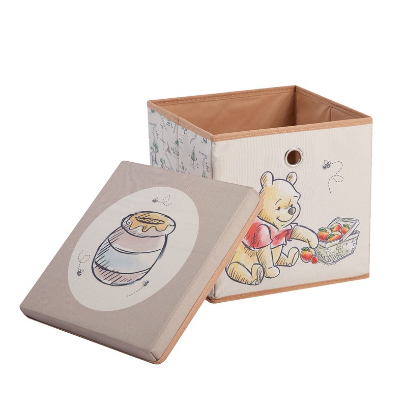 Idea Nuova Winnie the Pooh Collapsible Storage Cube with removable Lid, 10" Wx10 Hx10 D - Image 1
