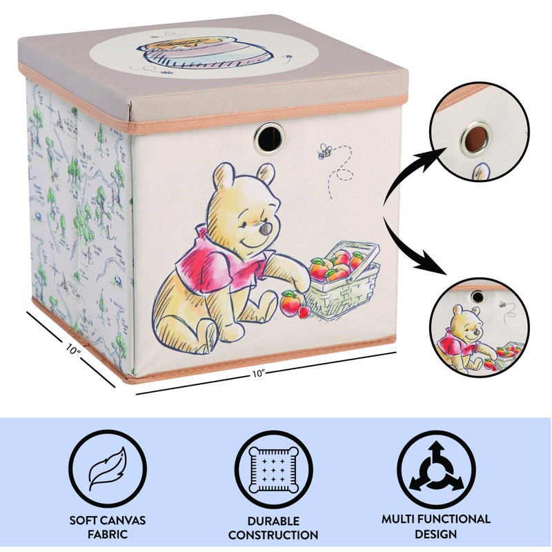 Idea Nuova Winnie the Pooh Collapsible Storage Cube with removable Lid, 10" Wx10 Hx10 D - Image 3