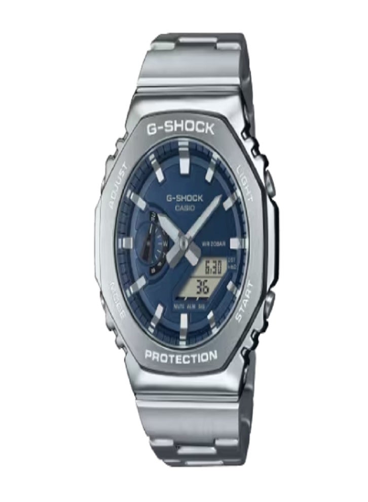 Casio G-Shock GM-2110D-2BDR: Blue Dial Metal "CasiOak" with Steel Bracelet