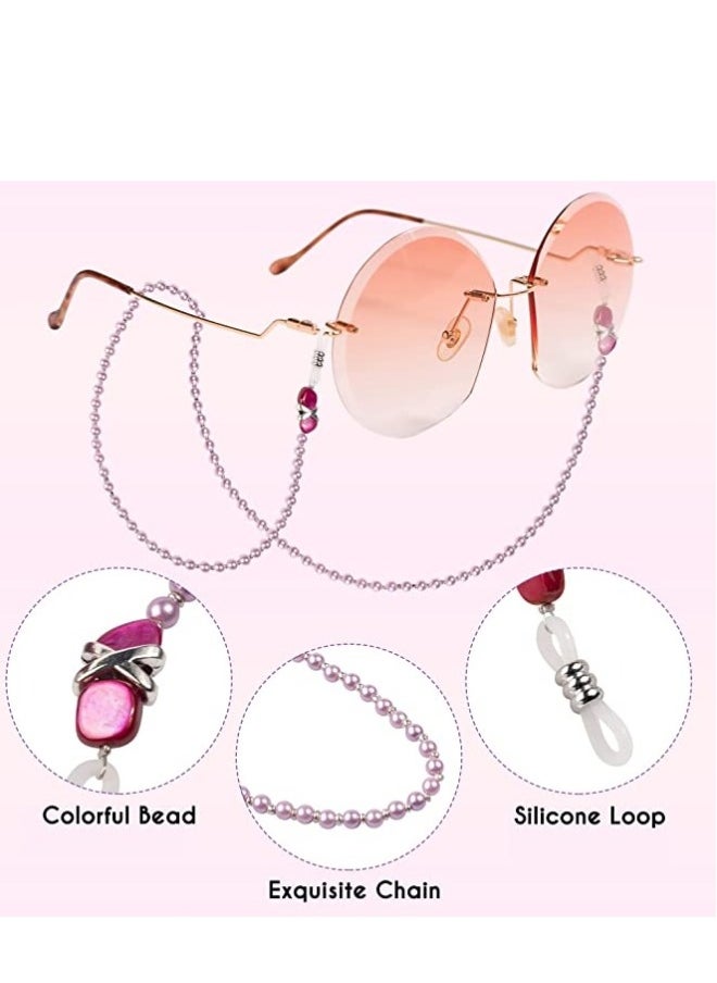 Generic Sunglasses Chain Pearl Eyeglass Mask Chain Holder Hook and Loop Closure Anti-Lost Elegant Sunglasses Reading Glasses Myopic Scope Eyewear Lanyards for Women Girls 2PCS  - Image 3