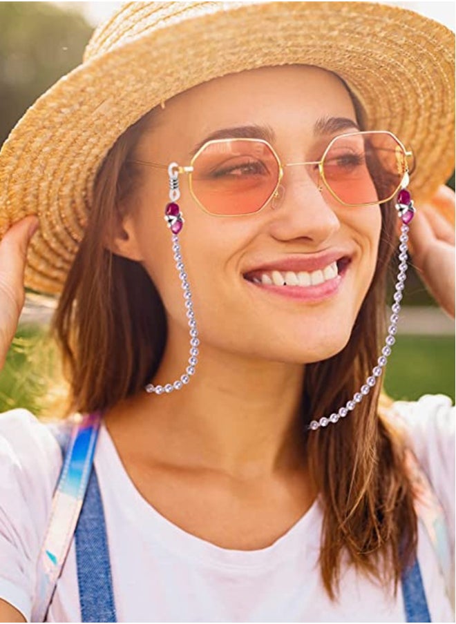 Generic Sunglasses Chain Pearl Eyeglass Mask Chain Holder Hook and Loop Closure Anti-Lost Elegant Sunglasses Reading Glasses Myopic Scope Eyewear Lanyards for Women Girls 2PCS  - Image 4