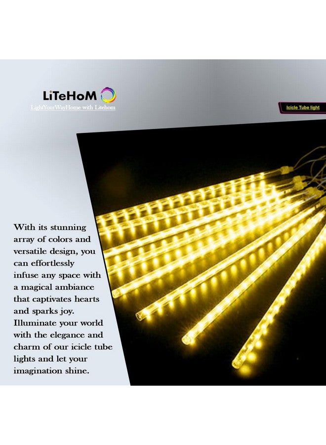Litehom Rain Drop Lights, LED Meteor Shower Lights 11.8 inch 8 Tubes 192leds, Icicle Falling Lights for Diwali Lights for Decoration for Home Xmas Tree Christmas Decoration Outdoor (Warm White) - Image 3