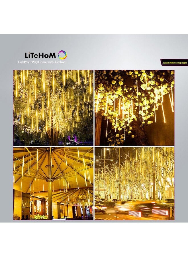 Litehom Rain Drop Lights, LED Meteor Shower Lights 11.8 inch 8 Tubes 192leds, Icicle Falling Lights for Diwali Lights for Decoration for Home Xmas Tree Christmas Decoration Outdoor (Warm White) - Image 4