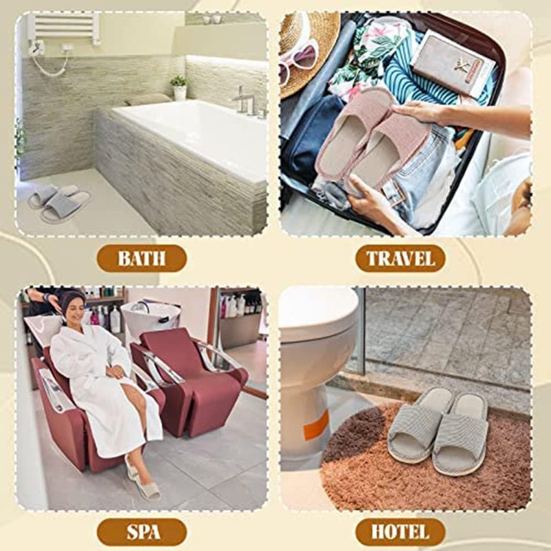 Excefore 4 Pairs Disposable House Slipper for Guests Open Toe Breathable Slippers Spa Slippers Comfortable Indoor Home Slippers - Image 4