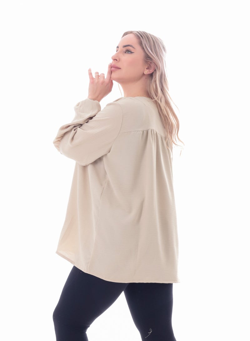 بيبو بلوزة حريمي سادة اكمام طويلة - Image 3