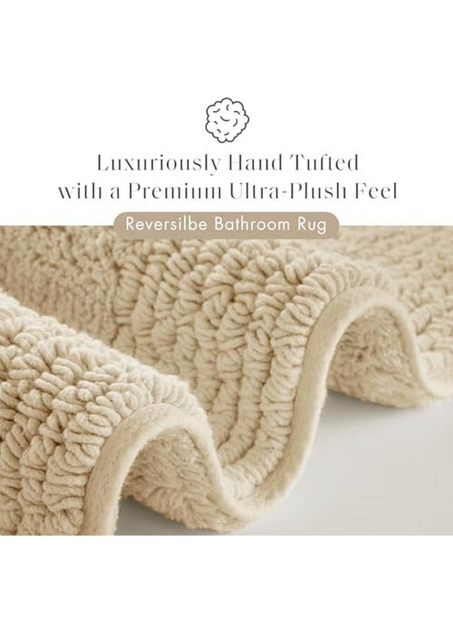 Madison Park Splendor Reversible 100% Cotton Tufted Bathroom Rug-3000 GSM Hotel Quality Luxurious Plush Medium Pile Bath Mat Absorbent, Quick Dry, Shower Room Décor, 21x34, Natural - Image 2