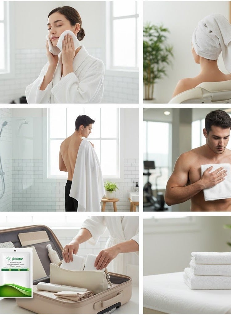 جلوبال ستار مناشف جلوبال ستار القابلة للاستخدام لمرة واحدة – 3 أحجام (25×30 سم، 50×100 سم، 80×160 سم) | ناعمة، ماصة وصحية | للوجه، الشعر والجسم - Image 3
