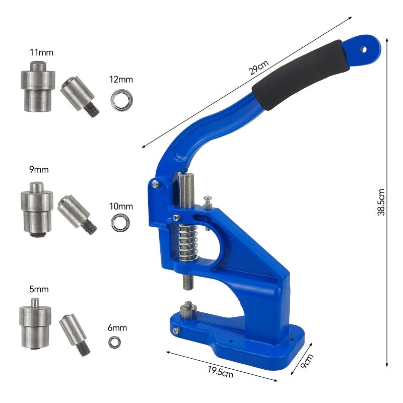 AeKeatDa Hand Press Grommet Machine with 3000pcs Grommets(6mm, 10mm and 12mm) 3 Die (#0#2#4) Handle Cover Hand Press Grommet Eyelet Machine Punch Tool - Image 5