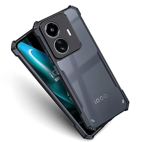 DD SON Shockproof Crystal Clear Back Cover Case for iQOO Z6 Lite 5G - (PC & TPU, Black Bumper Back Cover) | 360 Degree Camera Protection | Transparent Hybrid Eagle Back Case Cover (Black) - Image 5