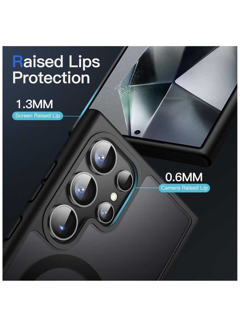 Denx Magnetic Case for Samsung Galaxy S25 Ultra 5G 6.9inch, Translucent Matte Back, Shockproof Magnetic Case Compatible with MagSafe, for Samsung Galaxy S25 Ultra (Black) - Image 3