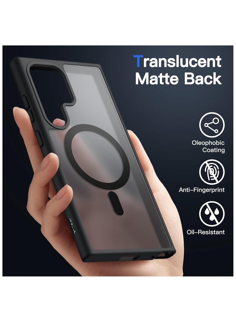 Denx Magnetic Case for Samsung Galaxy S25 Ultra 5G 6.9inch, Translucent Matte Back, Shockproof Magnetic Case Compatible with MagSafe, for Samsung Galaxy S25 Ultra (Black) - Image 4