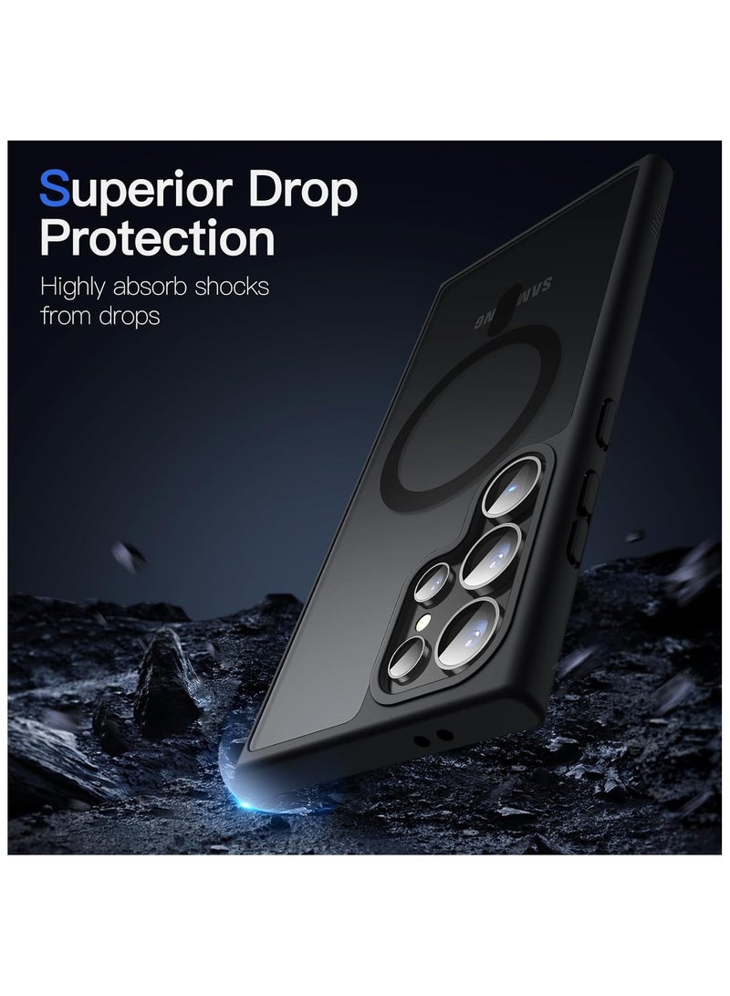 Denx Magnetic Case for Samsung Galaxy S25 Ultra 5G 6.9inch, Translucent Matte Back, Shockproof Magnetic Case Compatible with MagSafe, for Samsung Galaxy S25 Ultra (Black) - Image 5
