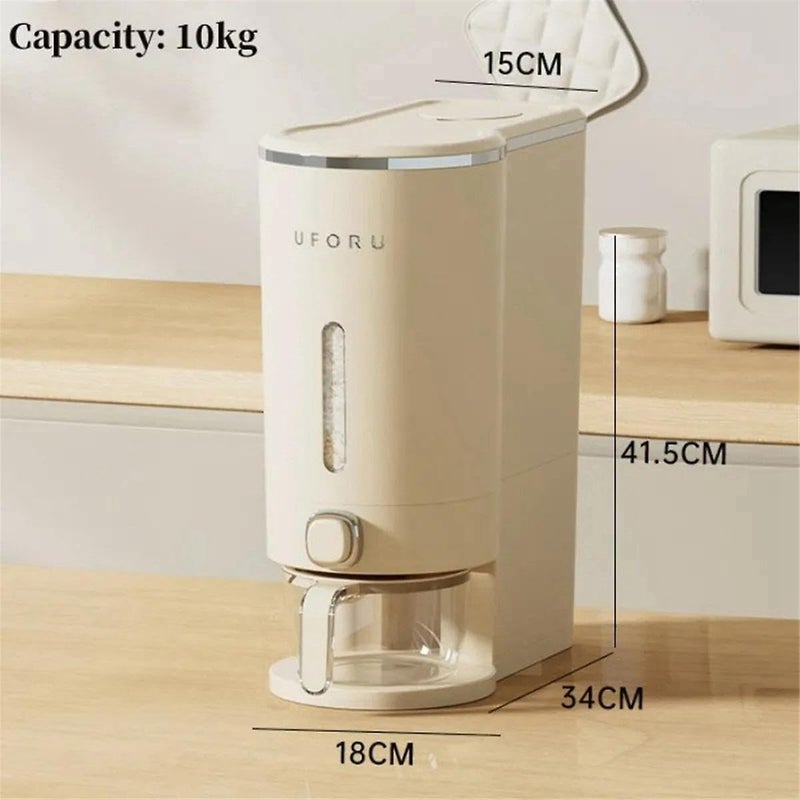 Mixen MIXEN Large Food Dispenser Rice Dispenser Rice Container Storage With Lid Measuring Cylinder Moisture Proof Household Cereal Dispenser Bucket For Kitchen Soybean Corn - Image 2