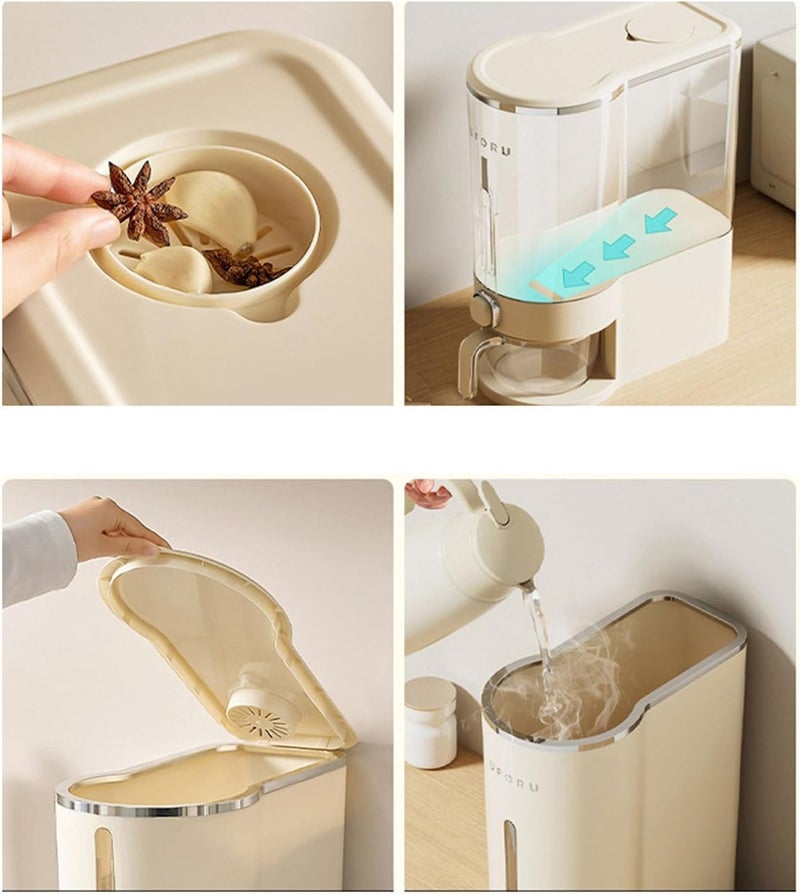 Mixen MIXEN Large Food Dispenser Rice Dispenser Rice Container Storage With Lid Measuring Cylinder Moisture Proof Household Cereal Dispenser Bucket For Kitchen Soybean Corn - Image 5