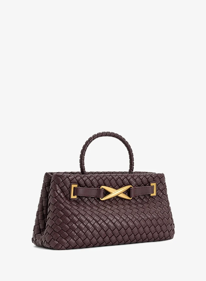 Jw Pei Deep Burgundy Elora Woven Mini Bag for Women | Best Price UAE