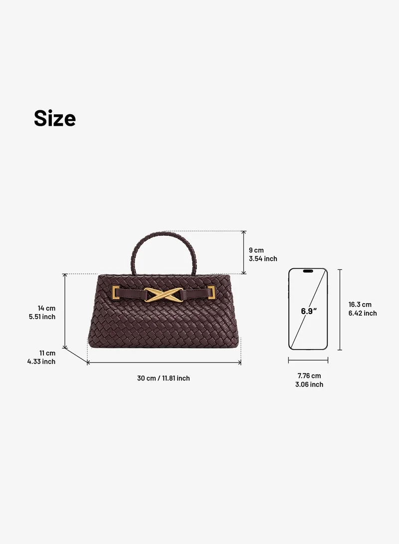 Jw Pei Deep Burgundy Elora Woven Mini Bag for Women | Best Price UAE
