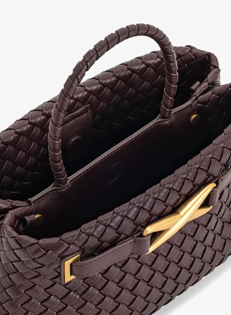 Jw Pei Deep Burgundy Elora Woven Mini Bag for Women | Best Price UAE