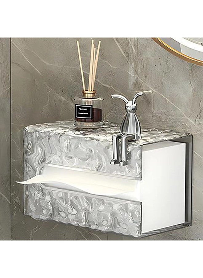 ShebSheb Wall Mounted Tissue Holder,Glacier Pattern Paper Organizer Dispenser,Large Tissue Storage Box for Kitchen,Bathroom,Home, Office  - Image 1
