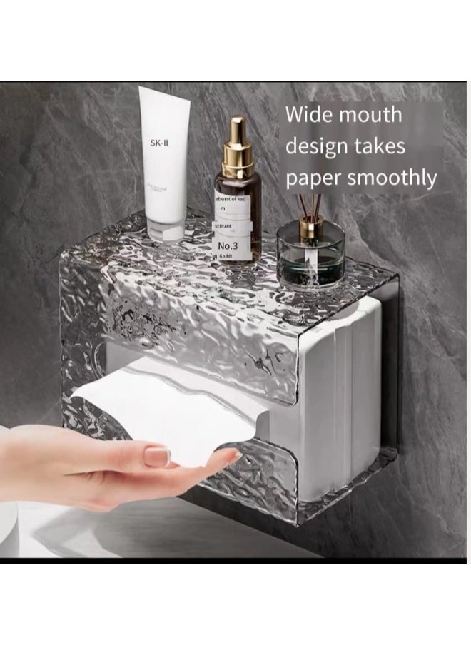 ShebSheb Wall Mounted Tissue Holder,Glacier Pattern Paper Organizer Dispenser,Large Tissue Storage Box for Kitchen,Bathroom,Home, Office  - Image 3