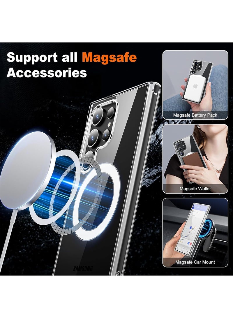 Aookay Magnetic Shockproof for Samsung Galaxy S25 Ultra Case Clear, Strong Magnetic, Compatible with MagSafe, Protective Slim Crystal Transparent Case for Samsung S25 Ultra (Clear) - Image 3