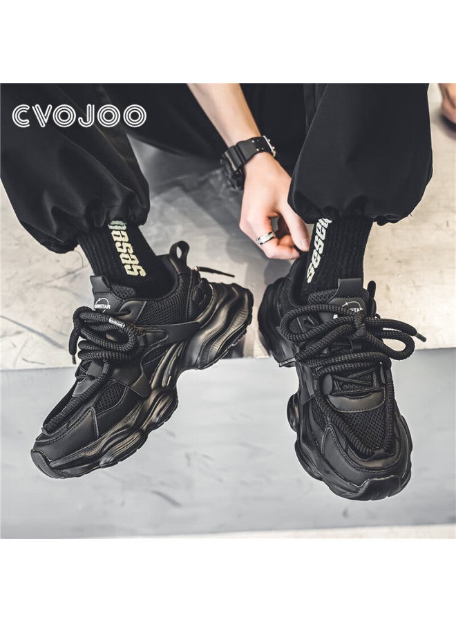 Cvojoo Men's Dad Shoes Spring Autumn New Height Increasing Men's Sports Shoes Trendy Casual Shoes Men 0911 Black Size 39 - Image 5