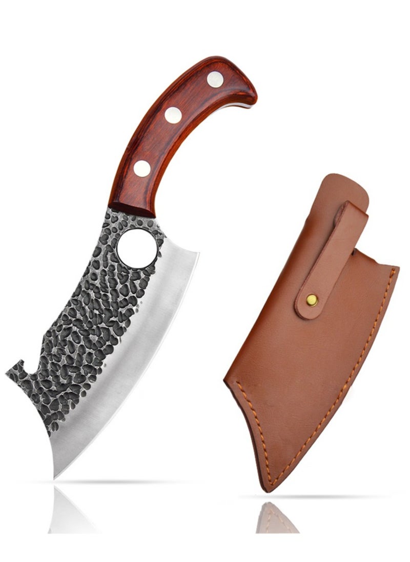 Astylway Mini Kitchen Knife 6.5inch Full Tang with Leather Sheath  Boning  Viking Knives Multipurpose Grilling Camping Cooking Knife BBQ Tool  - Image 1