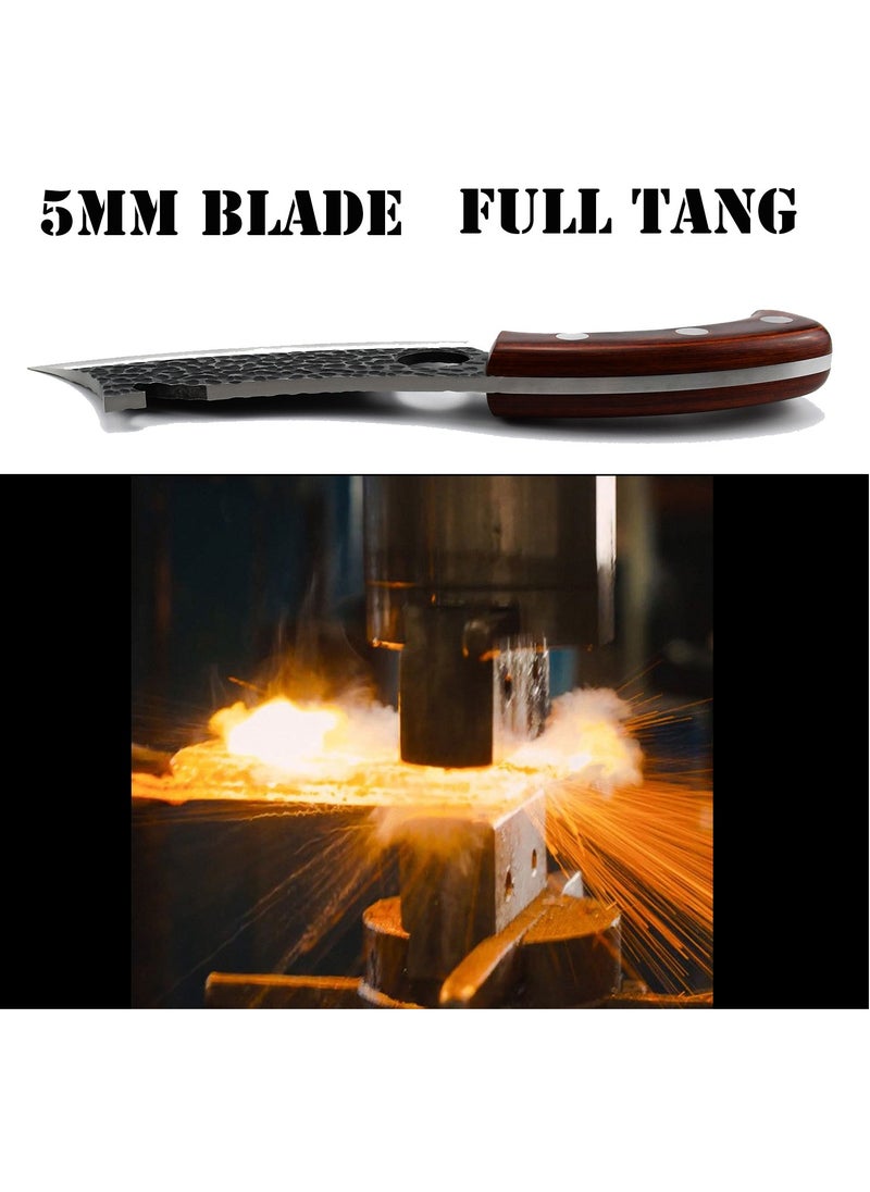 Astylway Mini Kitchen Knife 6.5inch Full Tang with Leather Sheath  Boning  Viking Knives Multipurpose Grilling Camping Cooking Knife BBQ Tool  - Image 2